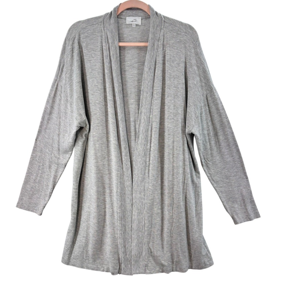 Soma WKND Cardigan Women XL Gray Open Front Shawl Collar Drop Shoulder Relaxed